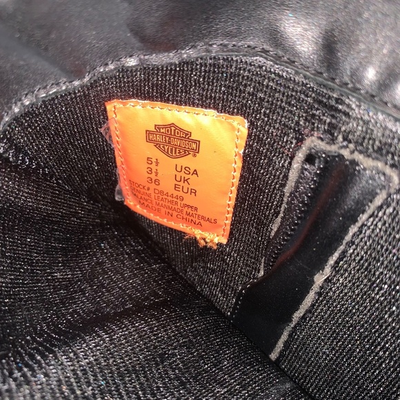 Harley Davidson Black Heeled Leather Boots 5.5 - Picture 10 of 14